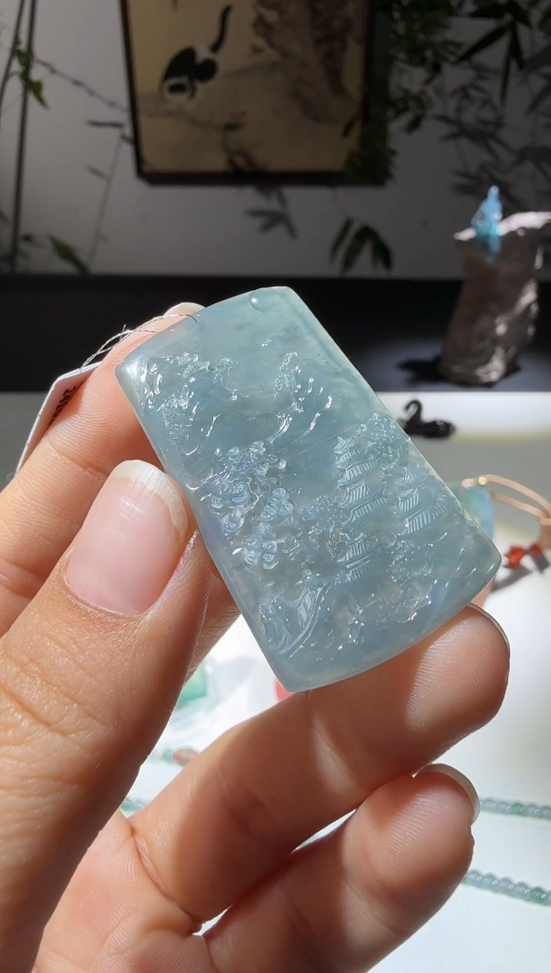 吊坠(不含链)未镶嵌翡翠山水牌