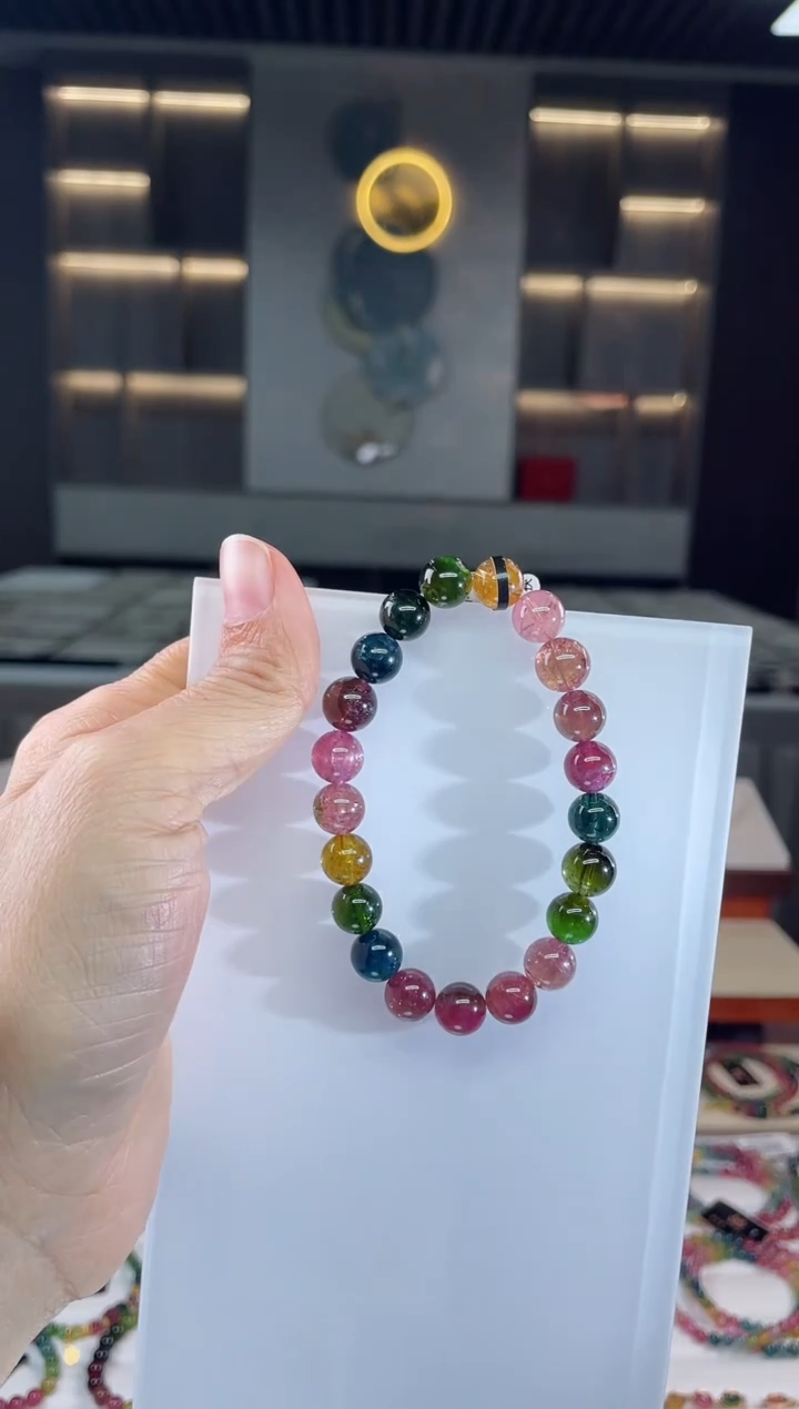 未镶嵌老矿碧玺单圈手串9mm+碧玺（多样性发一条）Q