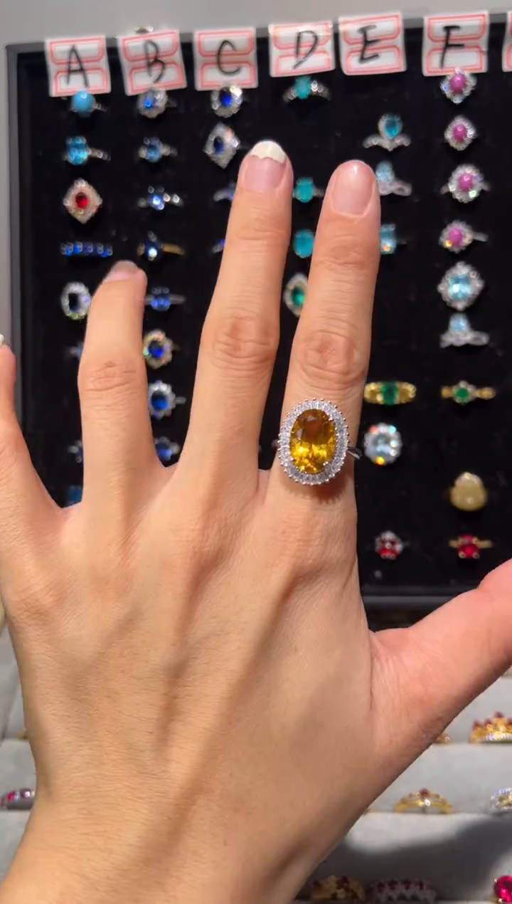 【闪购商品】黄晶戒指银S925镶嵌培育