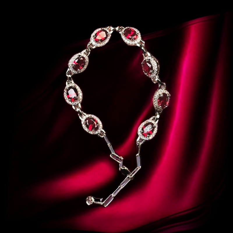 如懿高订274-轻奢培育3A红宝石精切合金手链