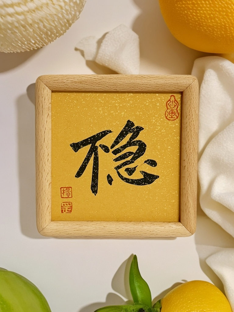 《不急》客厅玄关书房酒店茶室新中式禅意创意书法摆台实木定制手写