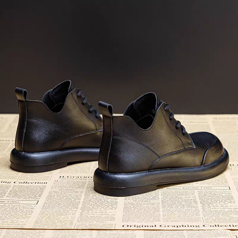 厚底马丁靴女2025秋冬新款百搭系带平底靴子  6018-2