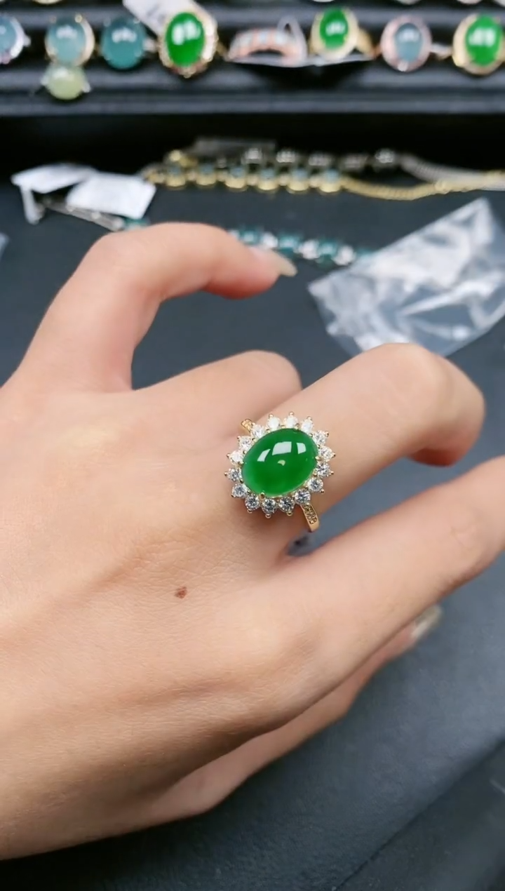 翡翠戒指银S925镶嵌1111111