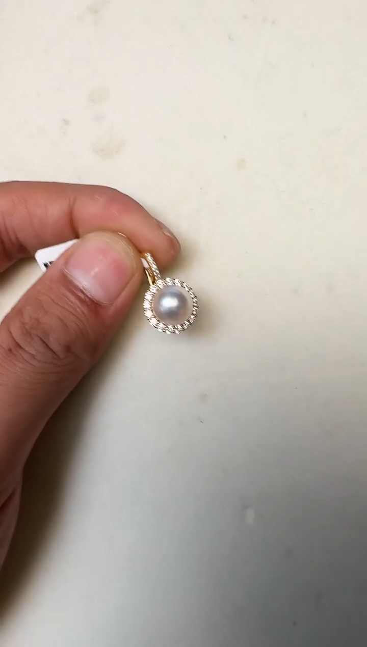 海水珍珠银S925镶嵌颈饰吊坠