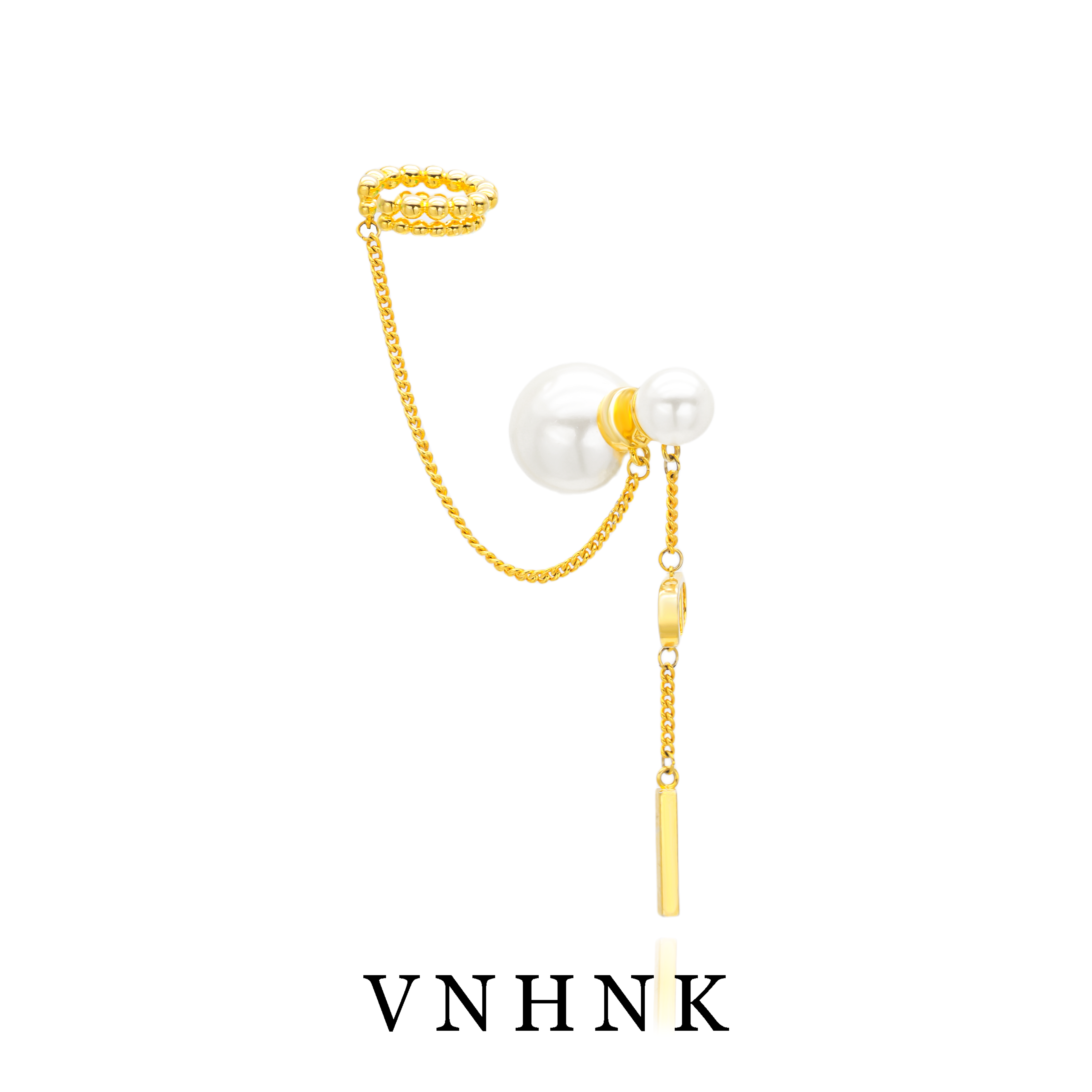 铜合金仿珍珠耳饰 美可儿G551金色(14mm8mm)精致小众单只耳夹