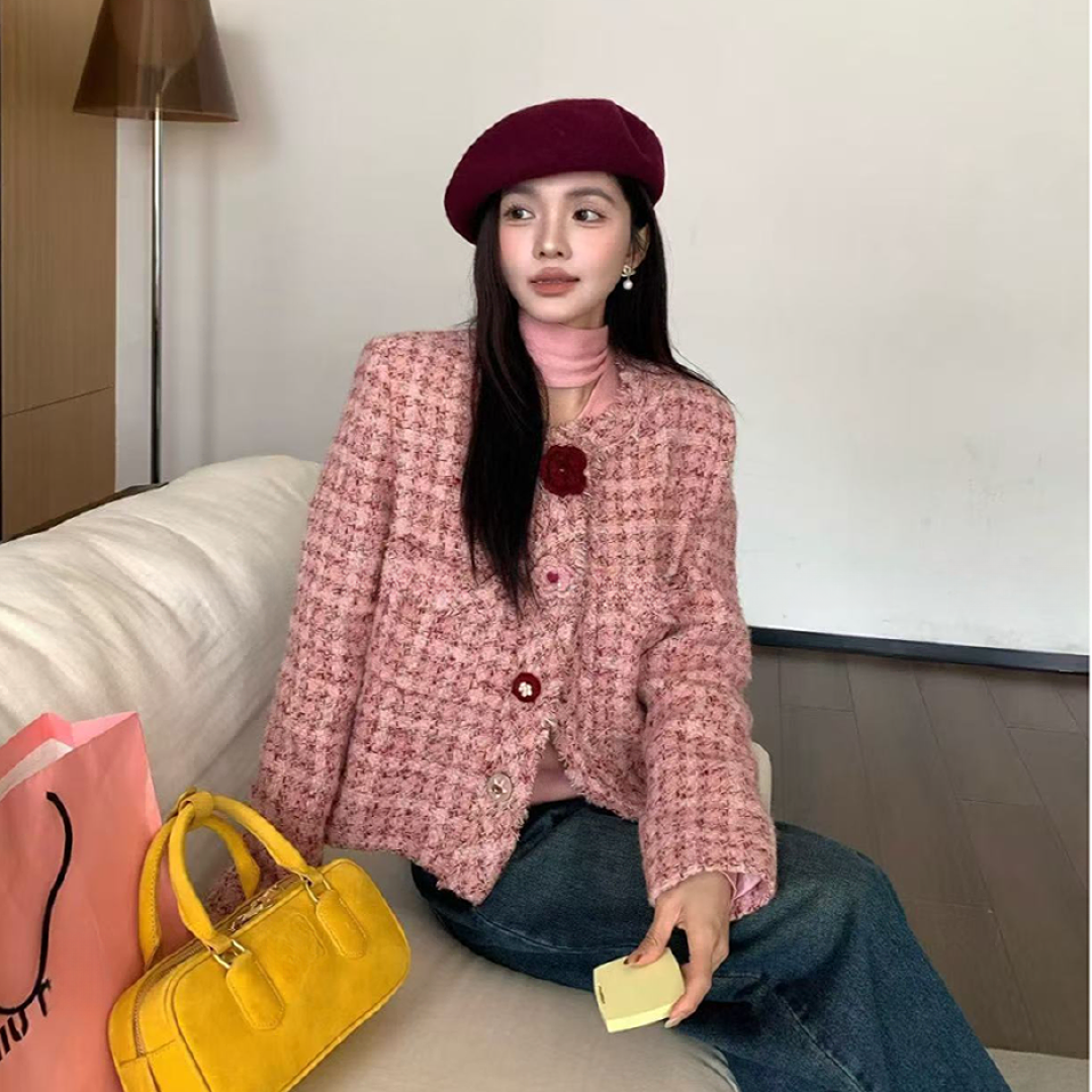 【锦衣服饰】WXNH 8853韩系名媛圆领香风羽绒服