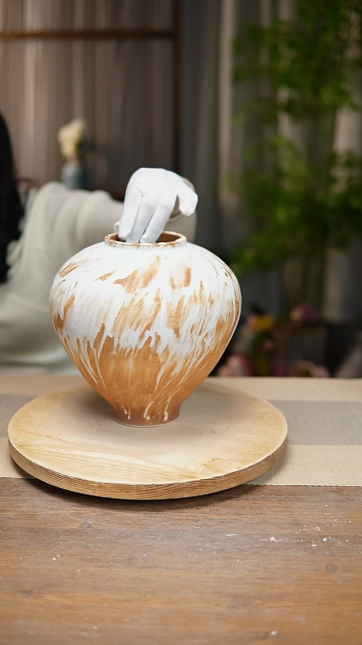 【闪购商品】陶瓷花器诧寂黄月亮罐