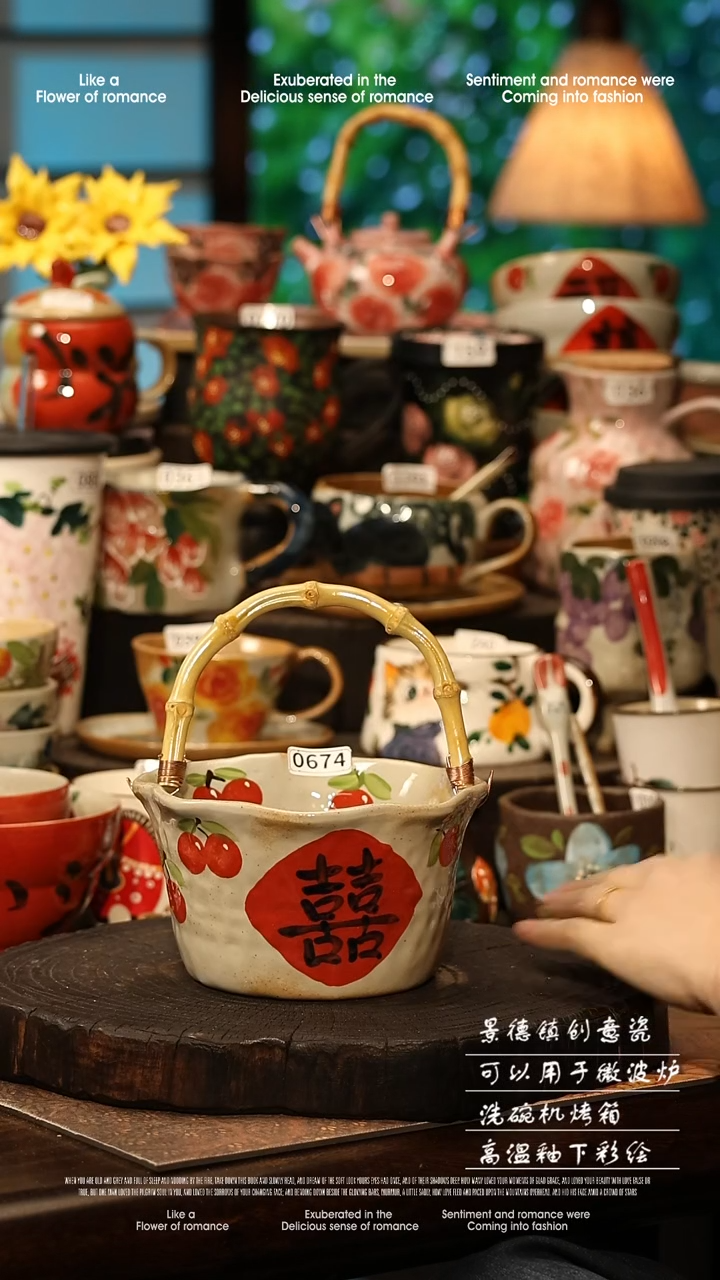 陶瓷景德镇高温釉下彩手工手绘款式@A0674@