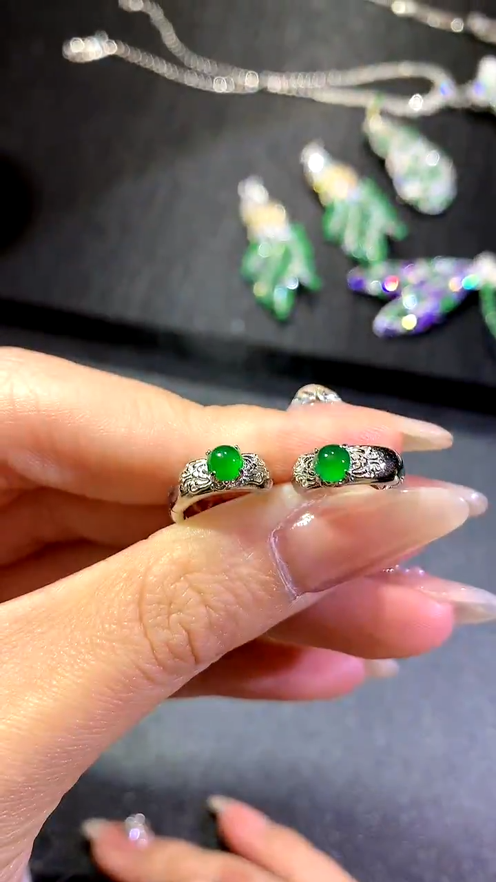 【闪购商品】翡翠耳饰银S925镶嵌98-耳饰（多样性发货一件