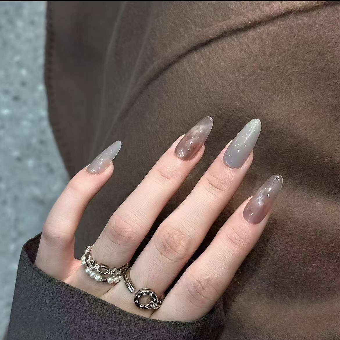 【A154冷烟】-简约日常穿戴甲美甲