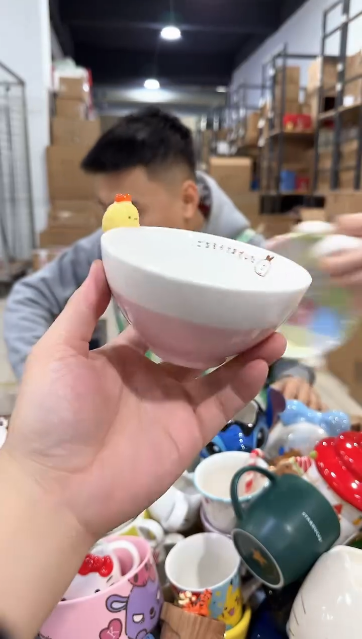 瓷片炸虾公仔碗 瑕疵不退换