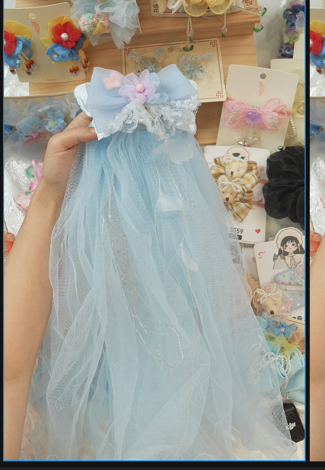 饰阿梁【上新价】3365 兰蝶飘纱带灯抓夹头饰儿童小女孩可爱甜美