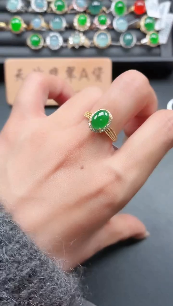 银S925镶嵌戒指翡翠111