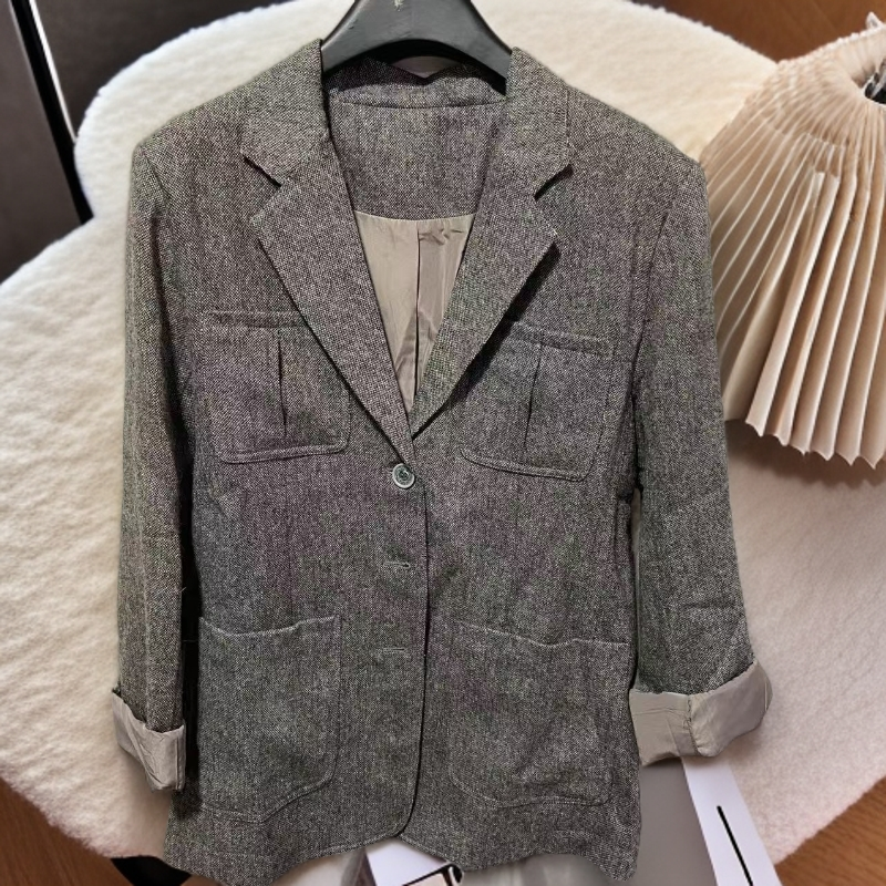 1107/623538  /180复古毛呢百搭西装宽松显瘦外套女冬