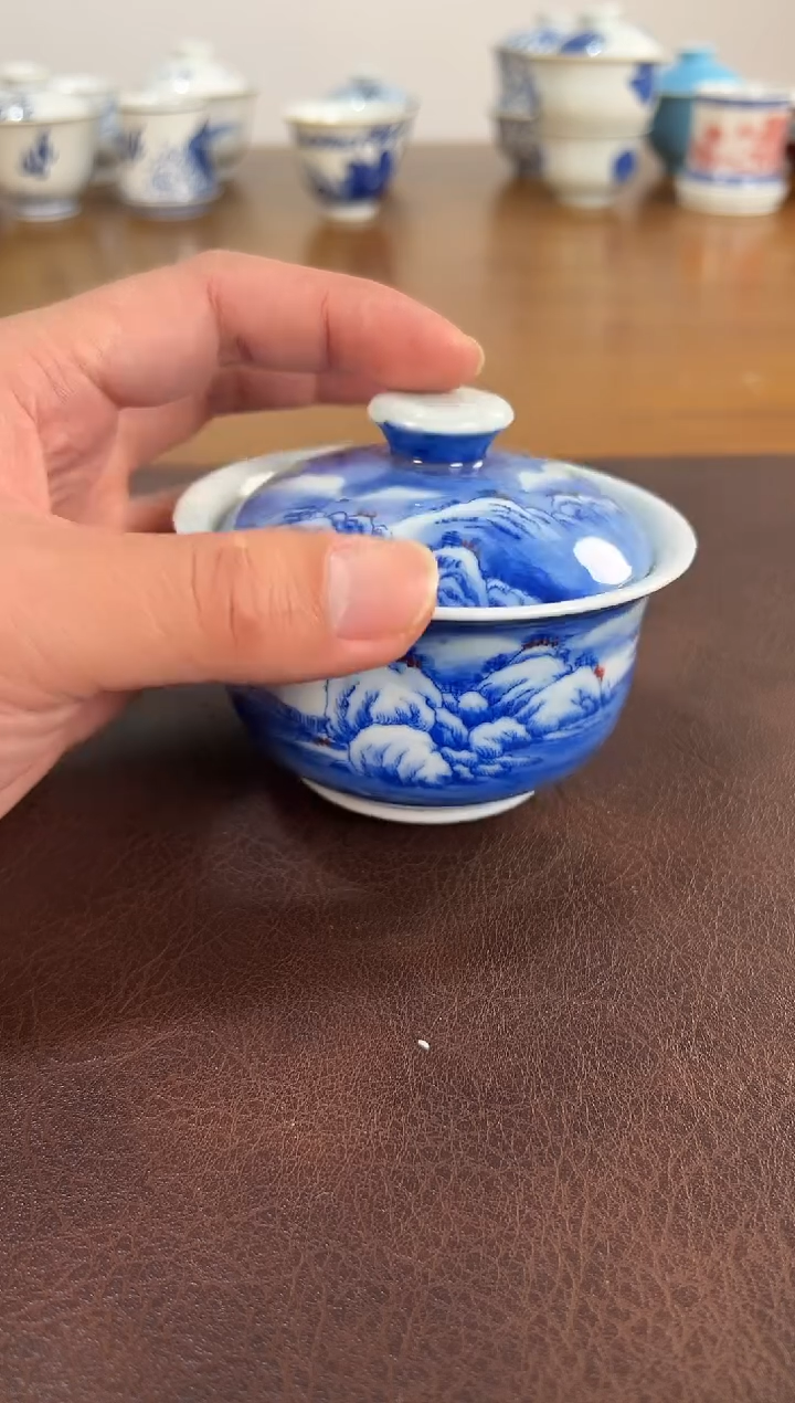 南***吃照夜白青花雪景盖碗