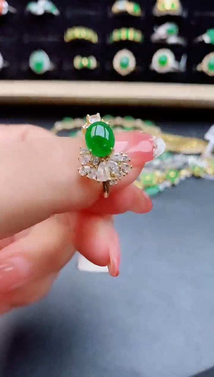 【闪购商品】翡翠戒指银S925镶嵌5085