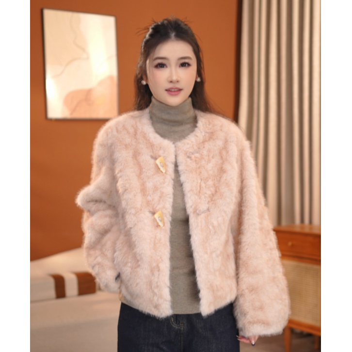 【NG】蜜桃粉毛毛外套小个子百搭不挑人新款短外套-BDP95233