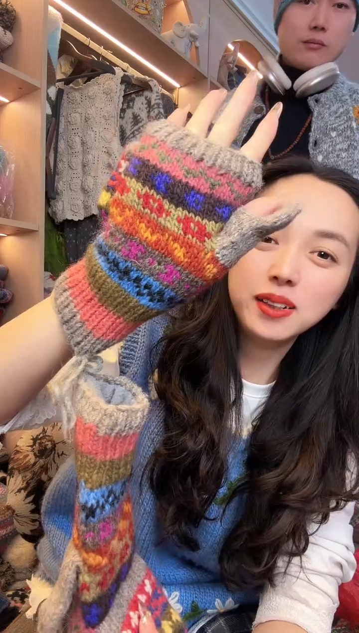 羊毛敏*子纯手工手套088