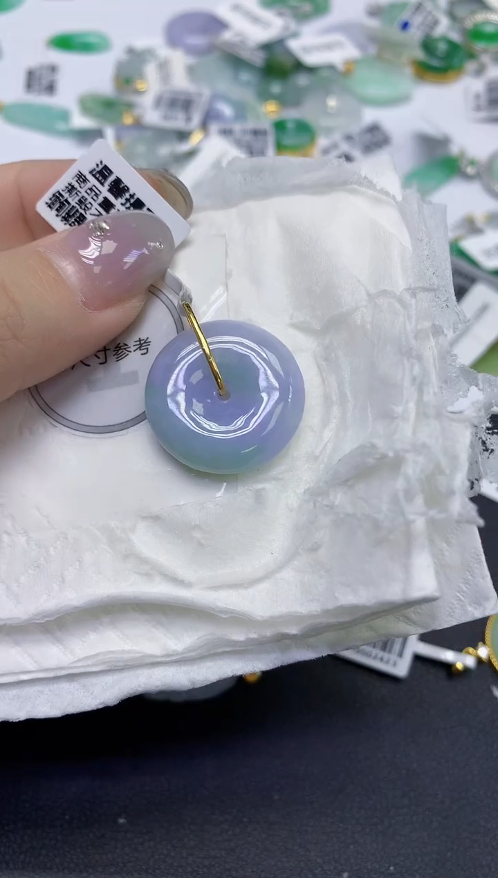 颈饰18K金镶嵌翡翠天然缅甸翡翠A货百元以上9元证书费自理