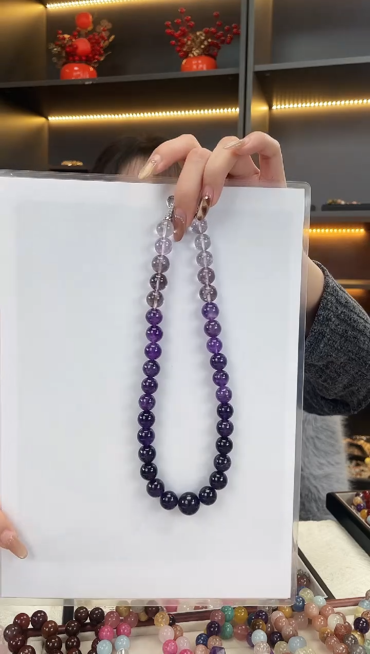 未镶嵌手链水晶渐变紫水项链