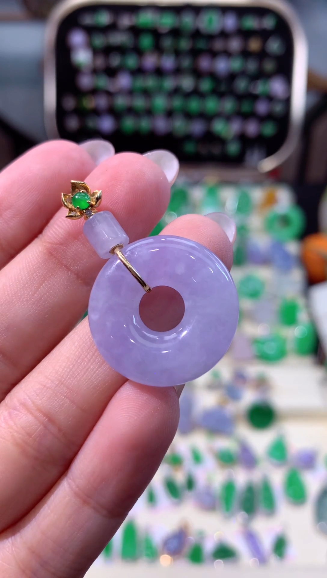 【闪购商品】翡翠颈饰18K金镶嵌缅甸天然A货翡翠