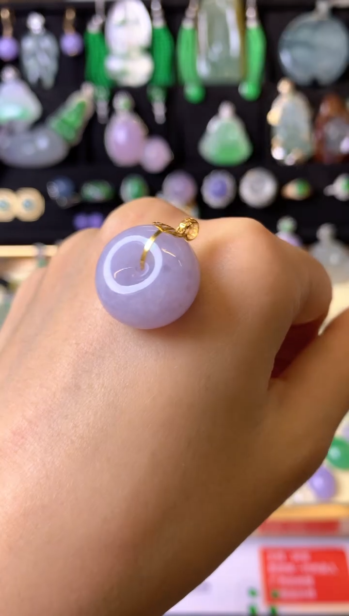 【闪购商品】翡翠颈饰18K金镶嵌成品吊坠