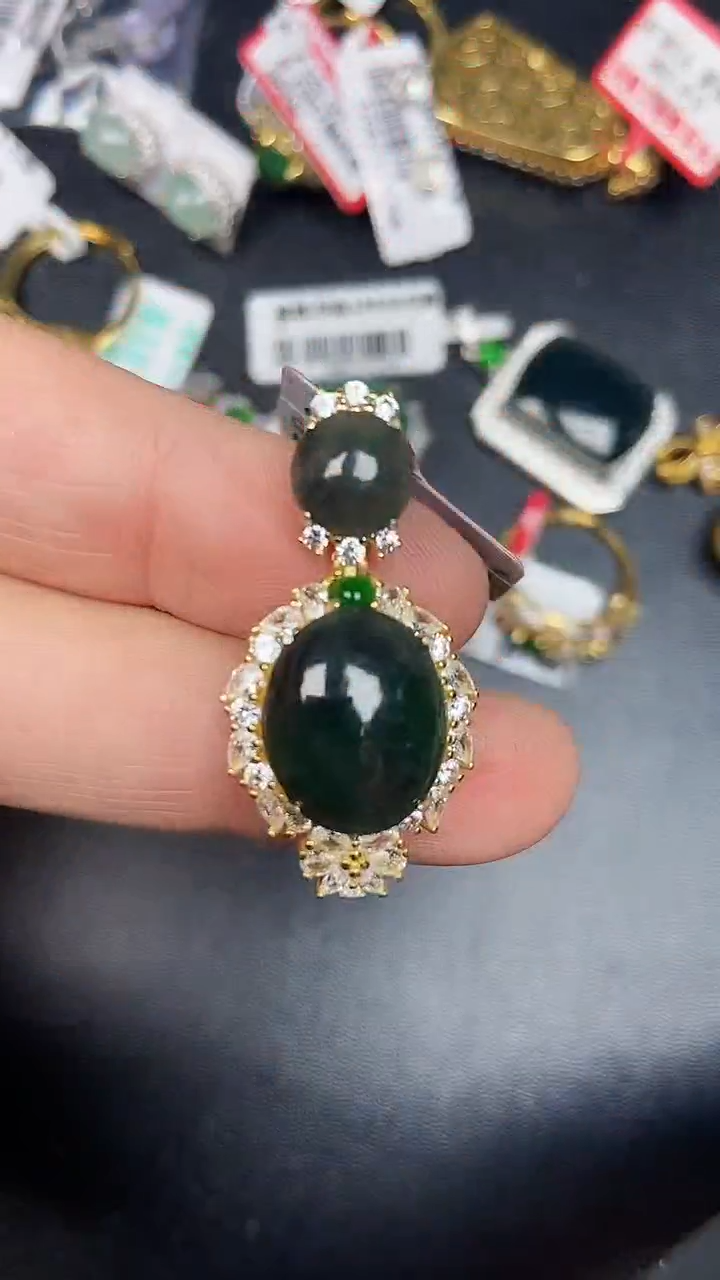 银S925镶嵌戒指翡翠6700