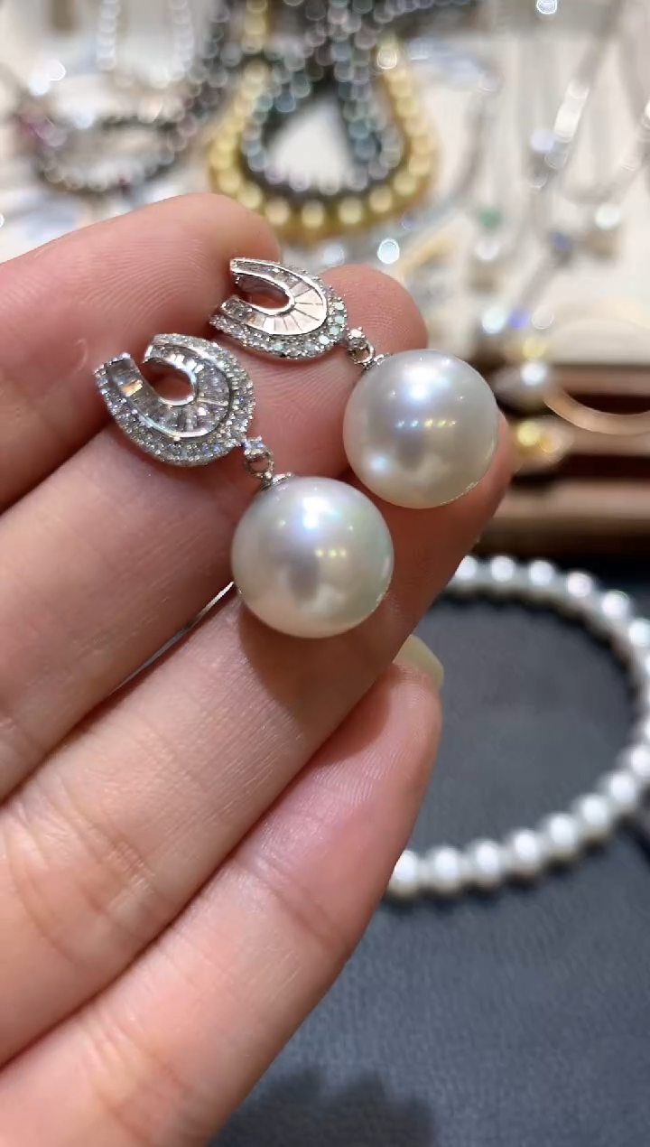 18K金镶嵌耳饰海水珍珠n192  