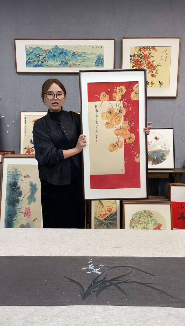 【闪购商品】国画手写手绘带框作品-53*103-武桂芳