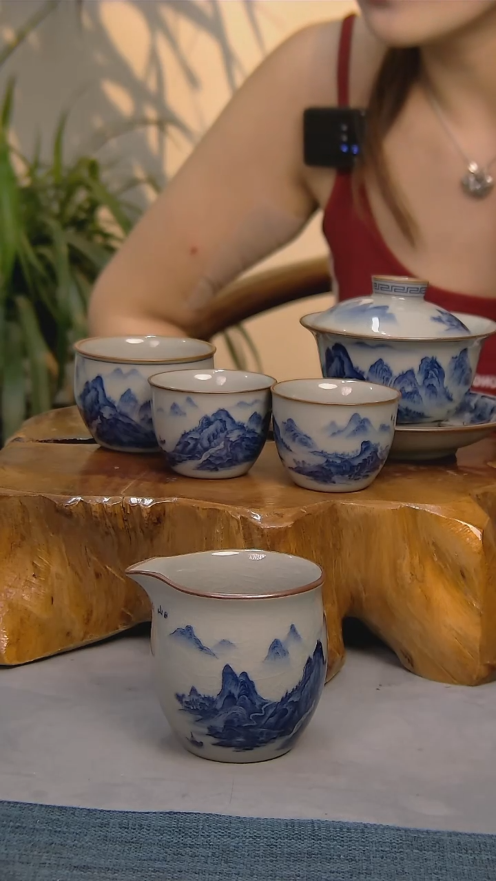 简装家用款5件套 老陶泥开片纹陶瓷茶具