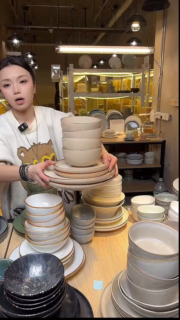 瓷187（八件套）外贸尾货窑变釉下彩默外微瑕