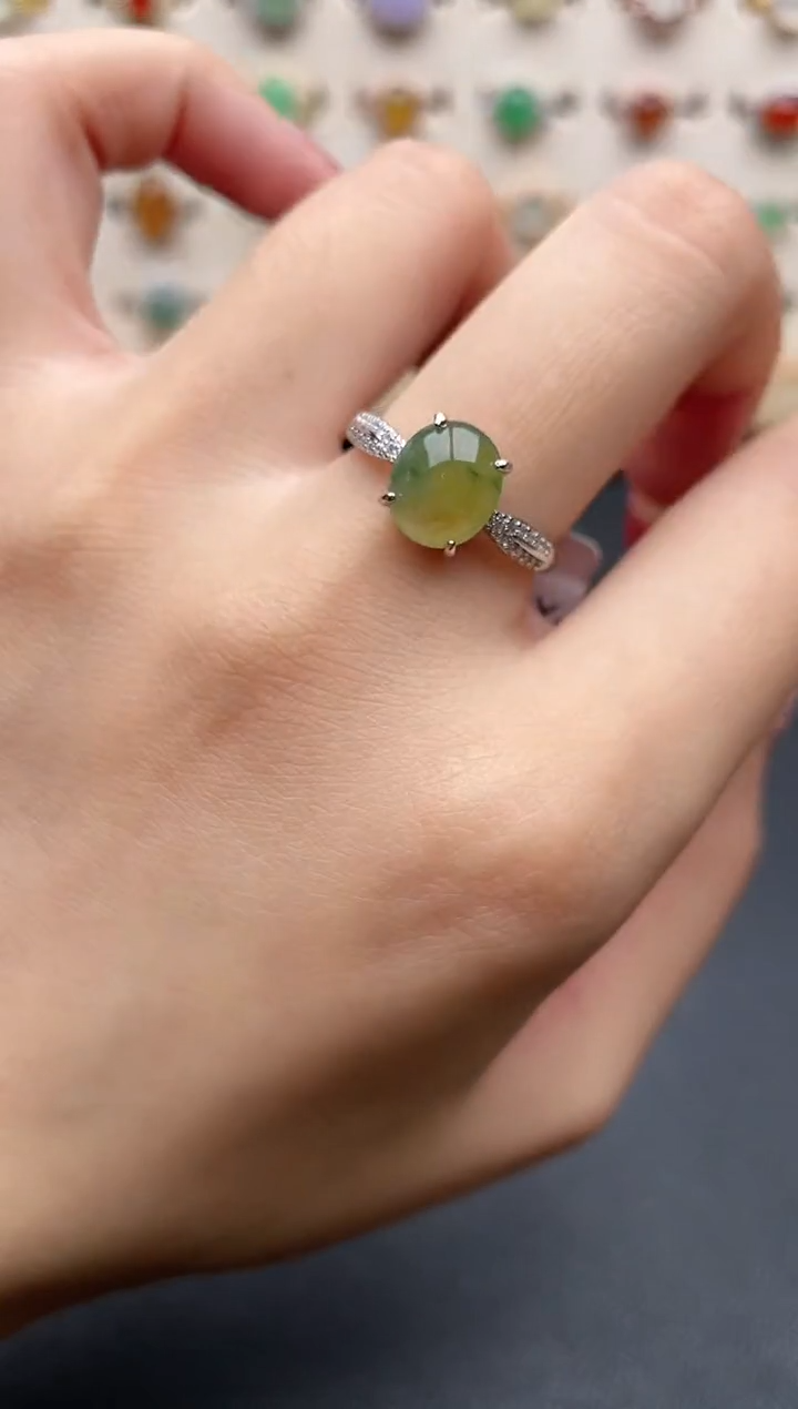 【闪购商品】翡翠戒指银S925镶嵌一物一证一礼盒