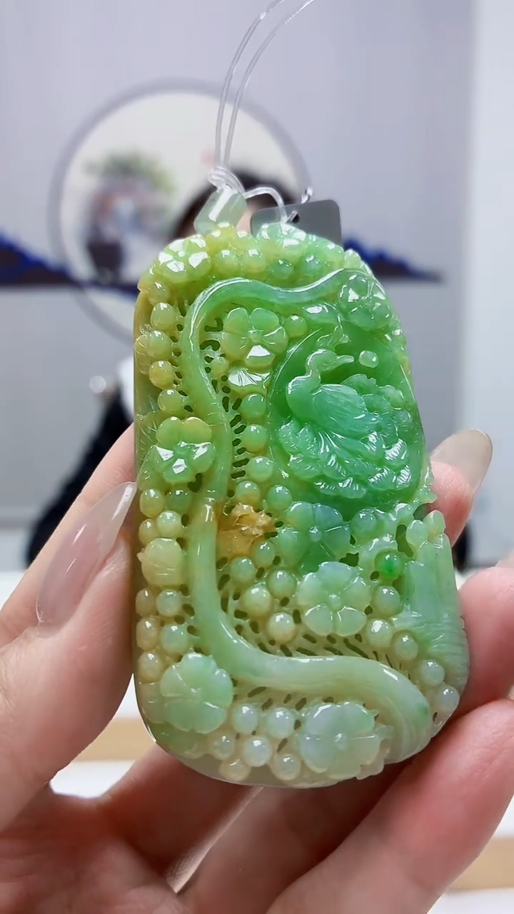 未镶嵌定制翡翠5160MM-毛货挂件91