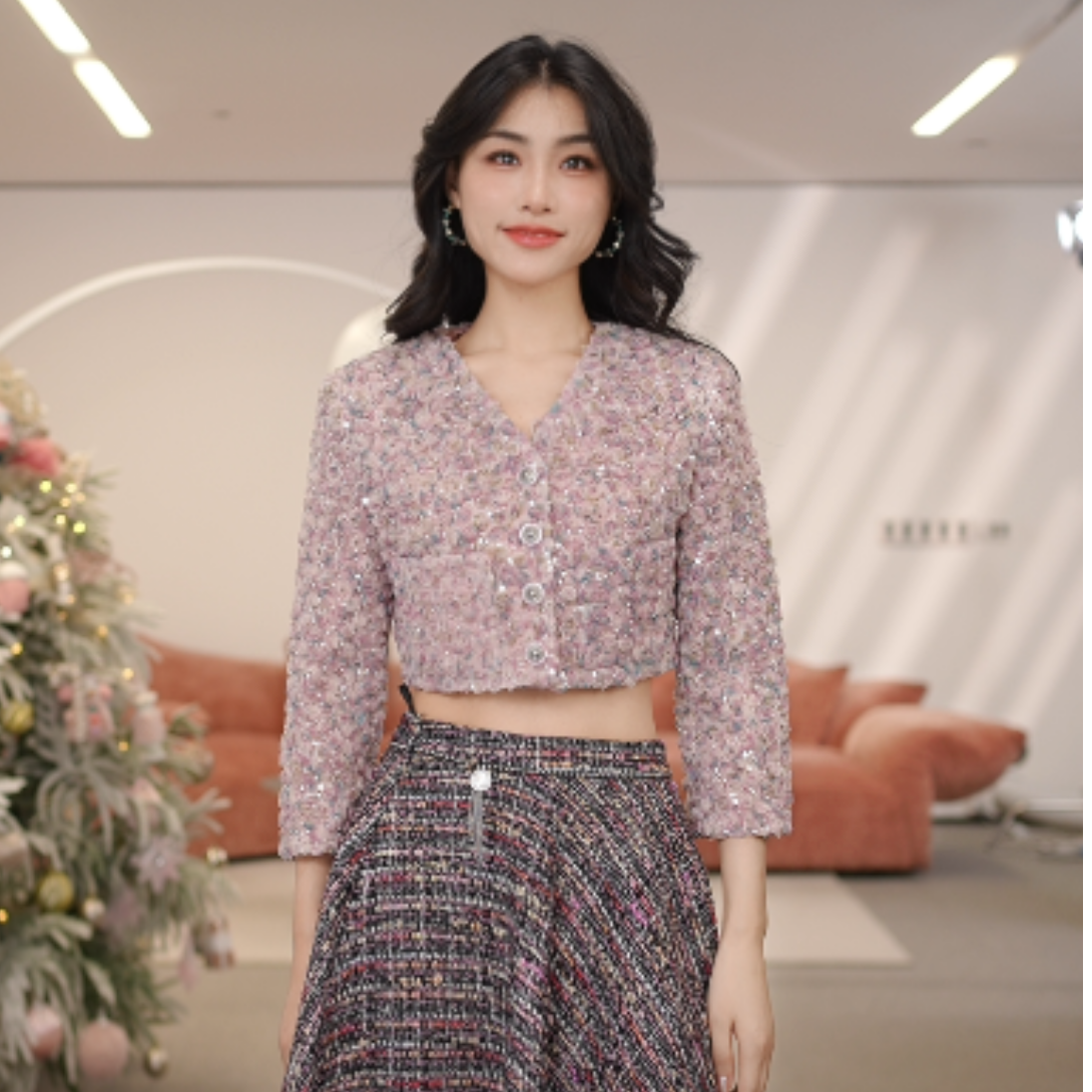 limil/丽米儿轻奢系列新款立体提花小众洋气高贵千金风外套940012