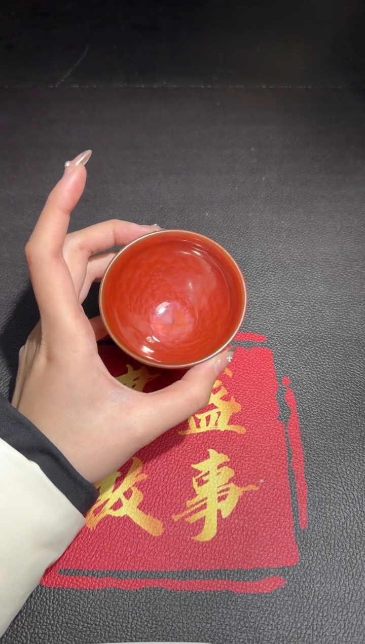 茶盏廖设生柿红祥云144