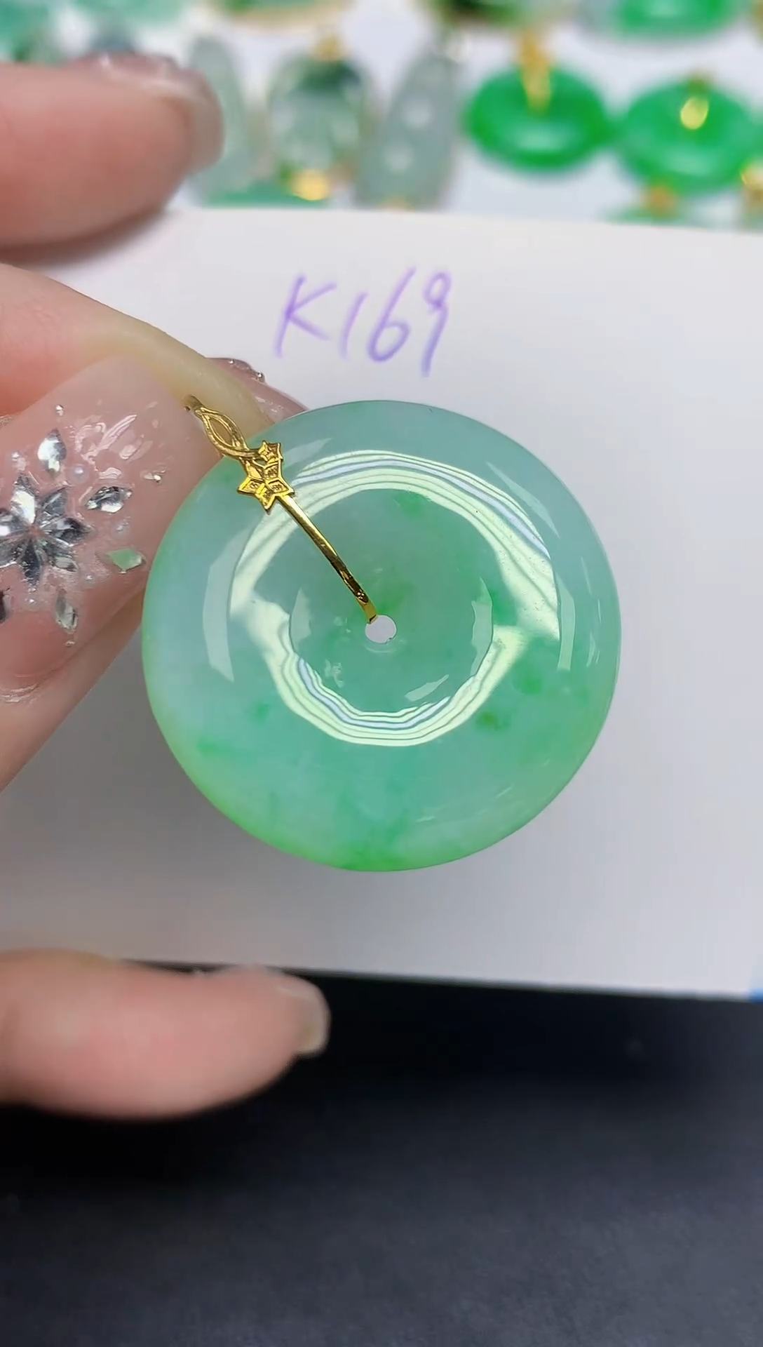 颈饰18K金镶嵌翡翠天然缅甸翡翠A货翡翠百元以上9元证书费自理