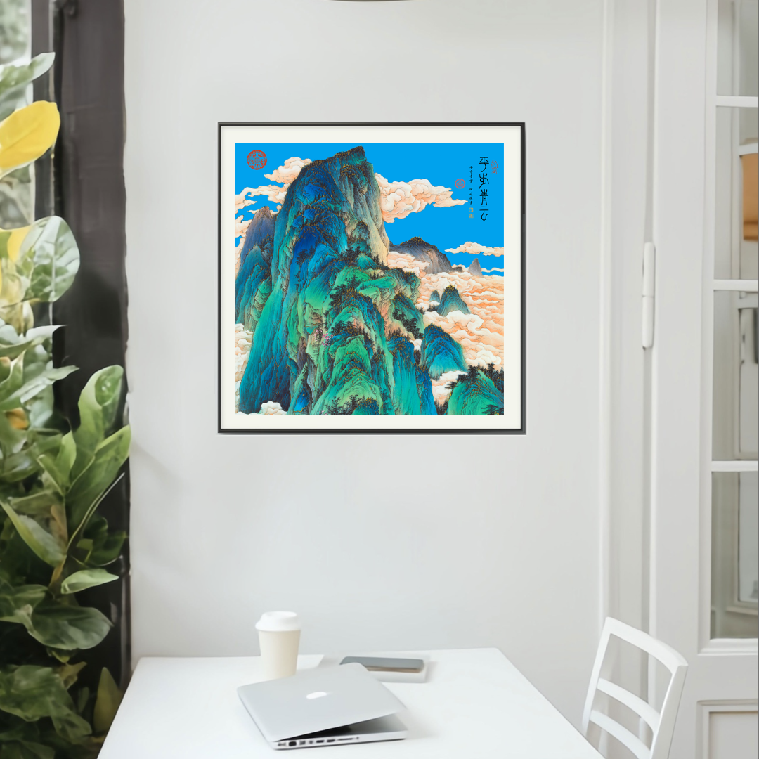 何冠逸-经典作品-《平步青云》画芯68x68托底85x85【拓底装裱无框】