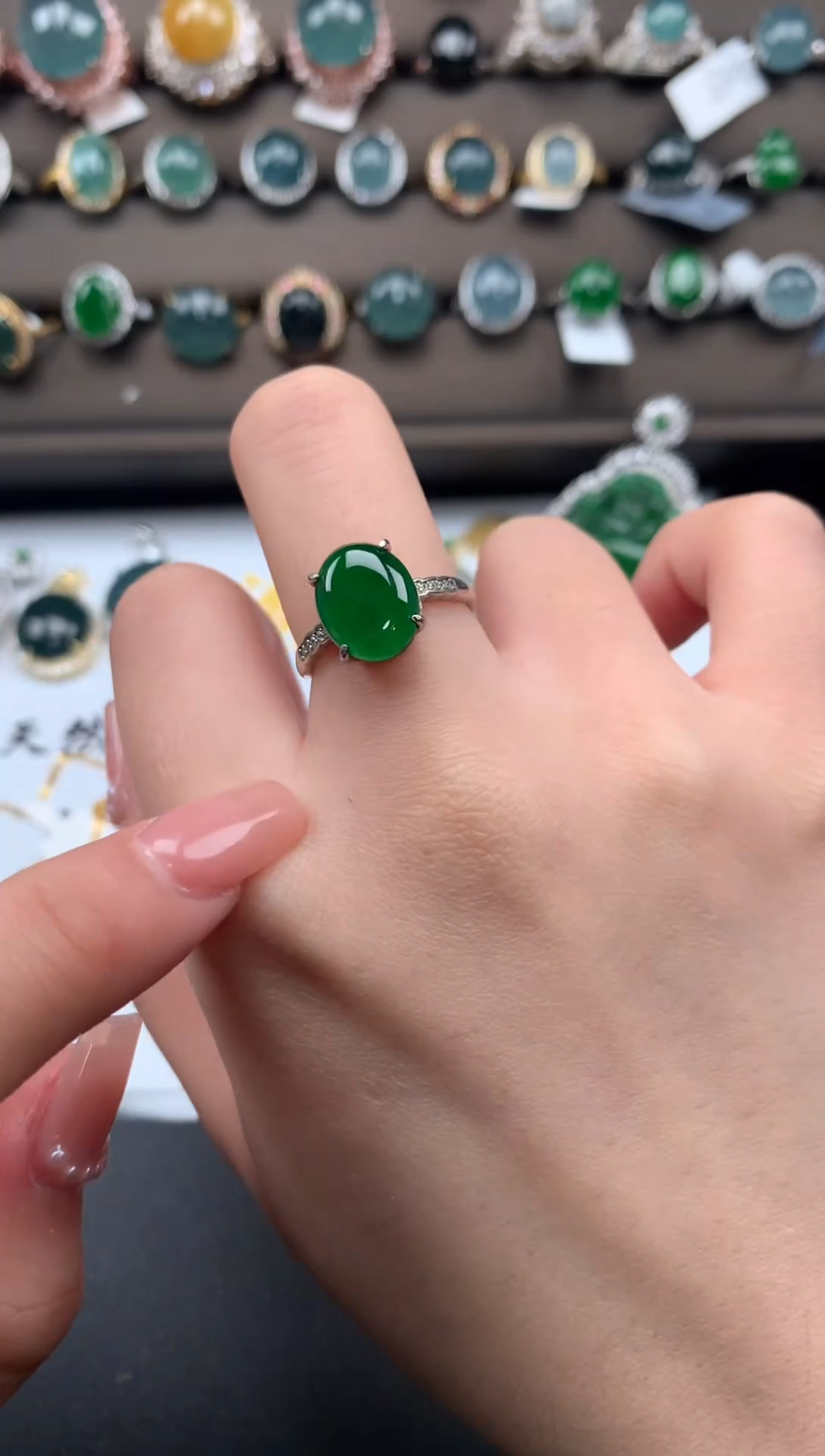 【闪购商品】翡翠戒指银S925镶嵌52114