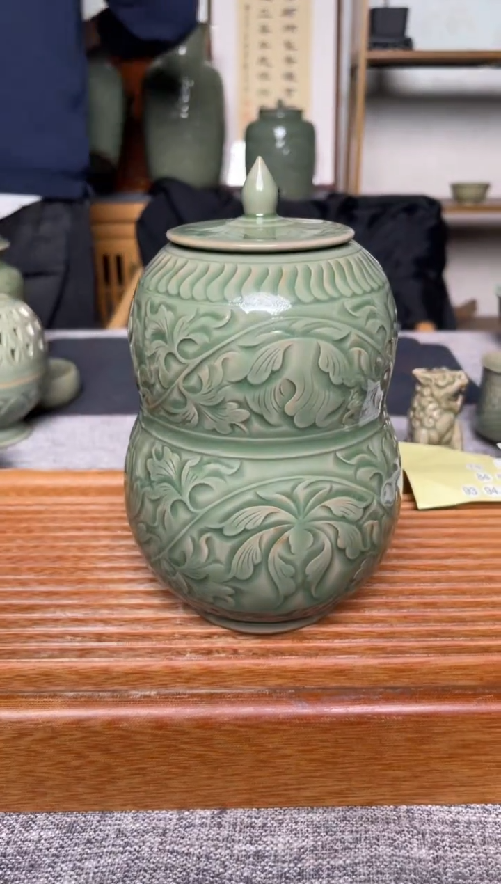 【闪购商品】其他139纯手工秘色葫芦茶叶罐