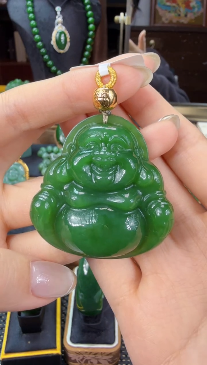 【闪购商品】和田玉（碧玉）吊坠(不含链)18K金镶嵌 