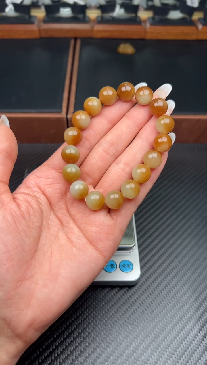 未镶嵌手串和田玉雪****)若羌微色差卡12