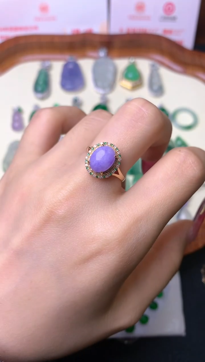 【闪购商品】翡翠戒指18K金镶嵌戒指