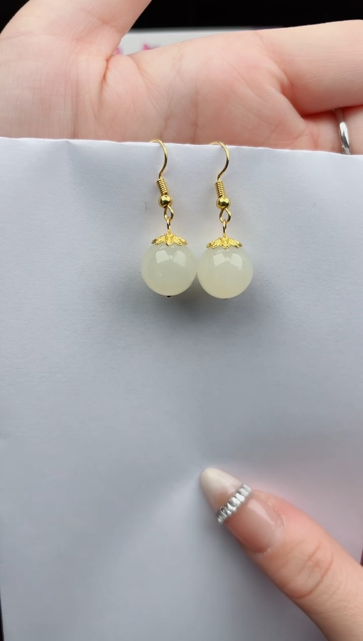 未镶嵌石英质玉耳钉555嗨购微色差T黄