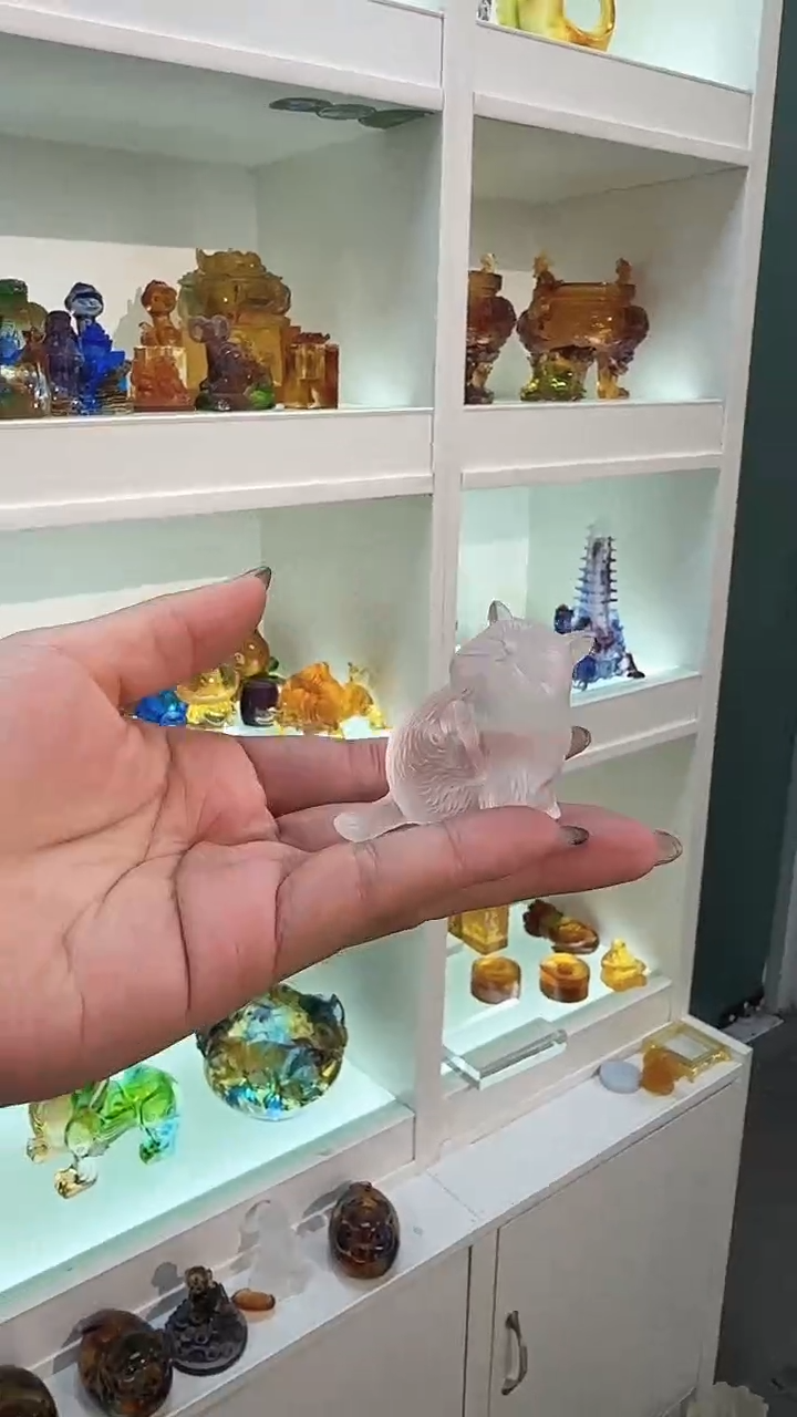 手工艺品琉璃白色小猫