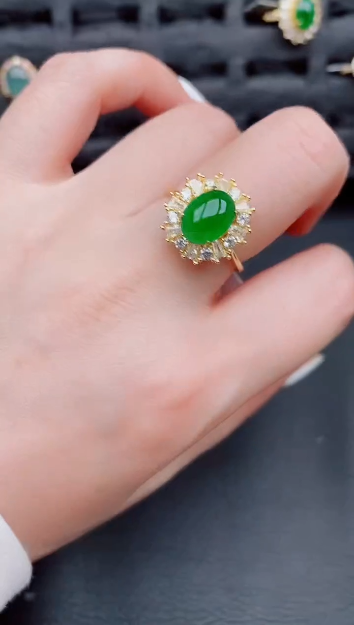 【闪购商品】翡翠戒指银S925镶嵌天然a货翡翠167