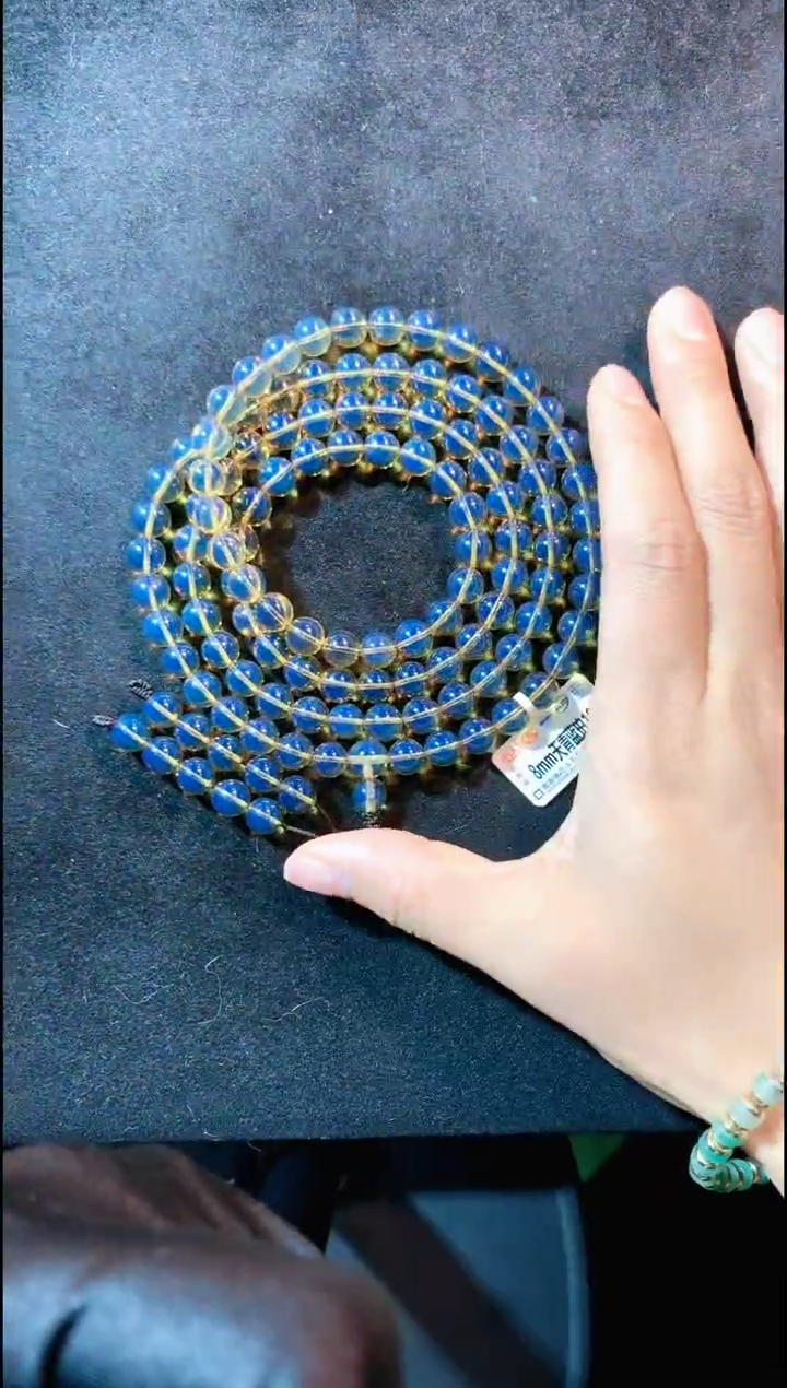 【闪购商品】琥珀手链未镶嵌8MM皇家天青108佛珠