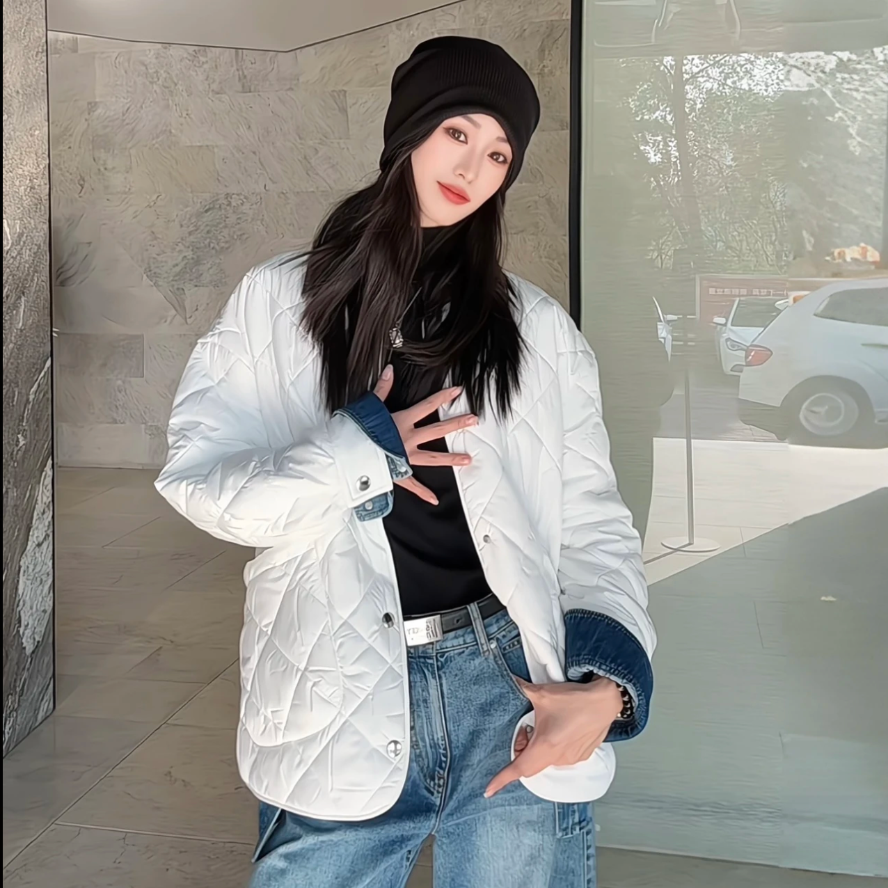 AMASS阿玛施圆领新雪丽宽松软糯中长棉服5400730