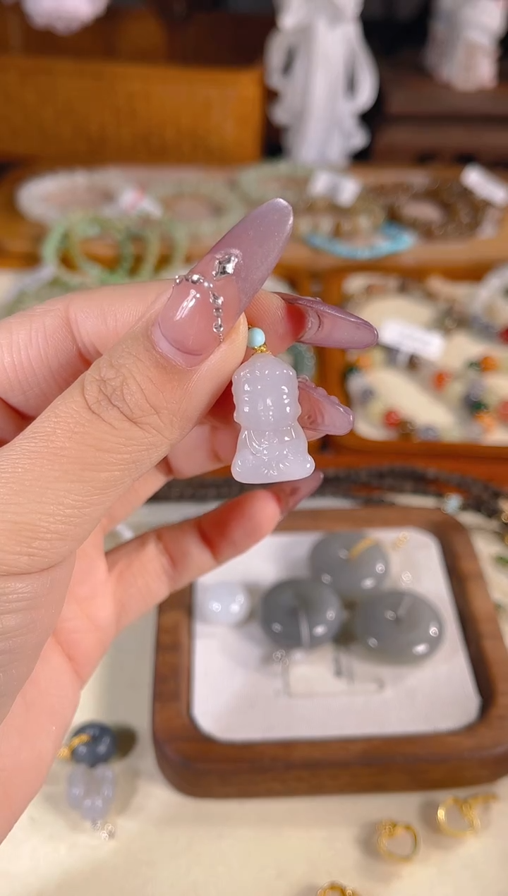 吊坠(不含链)银S925镶嵌和田玉多样性发其一孤品默认微瑕