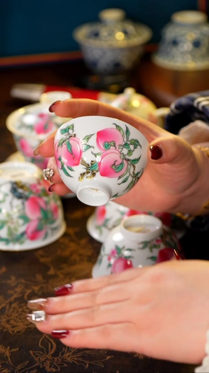 【闪购商品】徐窑五桃鸡心杯@@xuyao69