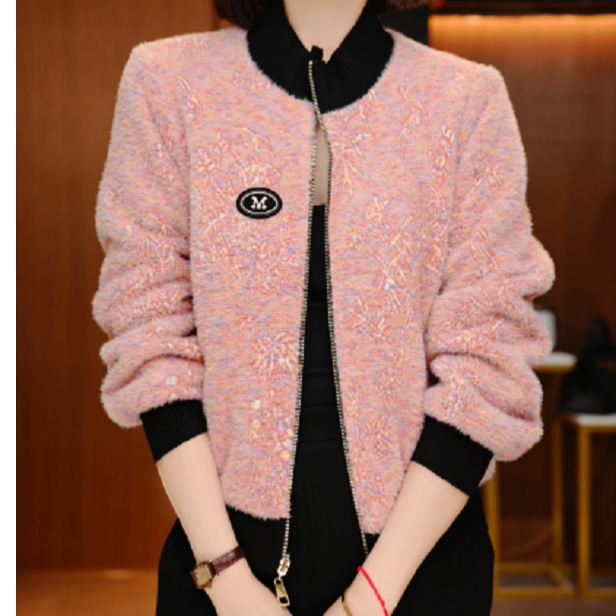 雀上枝头-新款印花气质上衣外套百搭显瘦时尚舒适显气质俩面穿